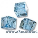 Diagonal Cube Aquamarine 6mm