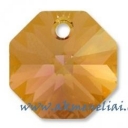 Octagon Pendant Crystal Copper 12mm