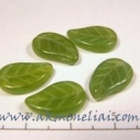 Jablonex stiklo karoliukas zalias lapas 15mm