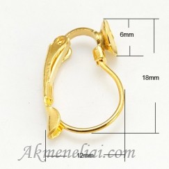 Auskarų kabliukai aukso spalvos 18x12mm, lėkštelė 6mm