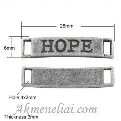 Intarpas sidabro spalva 28x6x3mm