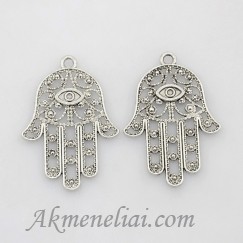 Pakabukas Hamsa ranka sidabro spalvos 33x23mm