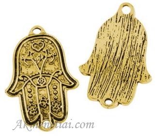 Pakabukas Hamsa ranka aukso spalvos 37x23mm