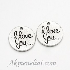 Pakabukas I love you sidabro spalvos 20mm