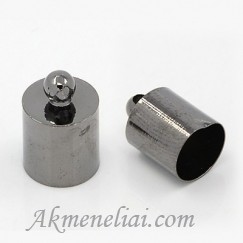 Antgalis su kilpa juodos spalvos, 13x9mm, vidinis diametras 8mm