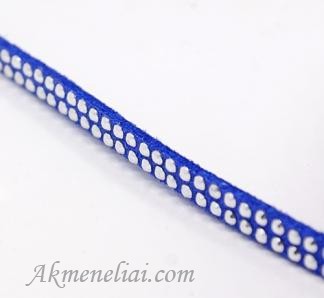 Dirbtinė zomša su aliuminio kniedėm 2-iem eilėm, mėlyna, plotis- 5mm