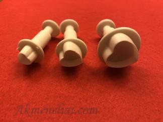 Kirtikliai Širdelės, komplektas 3vnt- 21mm, 15mm, 11mm