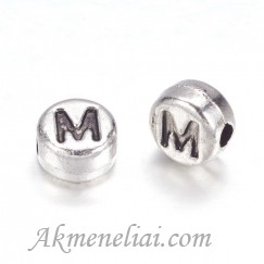 Metaliniai karoliukai-raidė M, 7mm