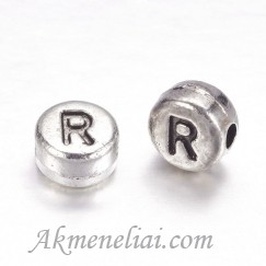 Metaliniai karoliukai-raidė R, 7mm