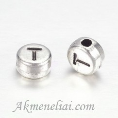 Metaliniai karoliukai-raidė T, 7mm