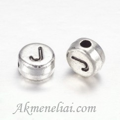 Metaliniai karoliukai-raidė J, 7mm