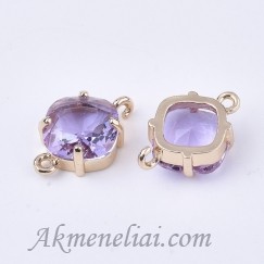 Intarpas aukso spalvos su Violet kristalu, 16,5x11x6mm