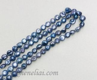 Gėlavandeniai perlai tamsiai pilki, 11x7mm, juosta- 34vnt.,40cm.