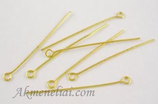 Vinutė su kilpute aukso spalvos 22mm x0.5mm. pak. 20vnt  