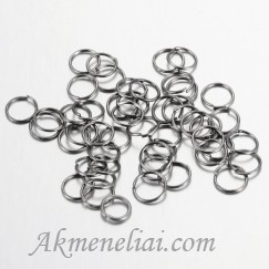Žiedelis juodo metalo, nelituotas, 6mm, pakuotė 10vnt.