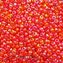 Čekiškas PRECIOSA biseris. Originali 50g pakuotė. 11/0 dydis, oranžiniai vaivorykštiniai