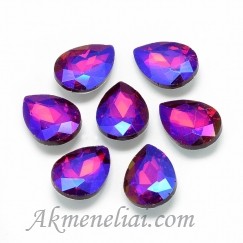 Kristalas SPARK lašo formos 7x10mm, Bluish Red Foiled