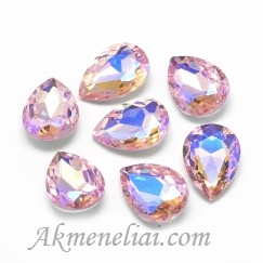 SPARK Kristalas lašo formos 10x14mm, Pearl Pink Foiled