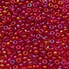 PRECIOSA rocailles.Originali 50 g pakuotė. 11/0 dydis. Raudonas vaivorykštinis