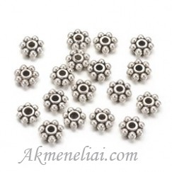 Intarpas juodinto sidabro spalvos, 6mm, pakuotė 30vnt.