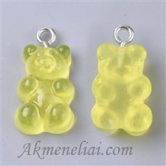 Pakabukas Meškiukas guminukas geltonas, 20x11mm