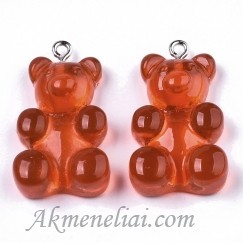 Pakabukas Meškiukas guminukas raudonas, 31x18mm