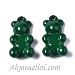 Meškiukas metalinis, žalias, 17.5x9.5x5mm