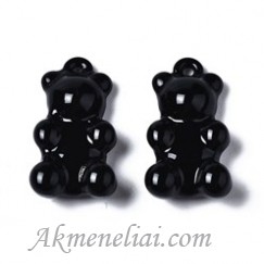Meškiukas metalinis, juodas, 17.5x9.5x5mm