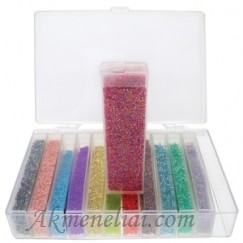 Dėžutė plastikinė Beadsmith, 15,8x10x3,6cm, su 12-ka indelių 2,5x9,5cm