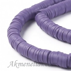 Polimerinio molio karoliukai, violetiniai, 6x1mm, juosta ~390vnt.