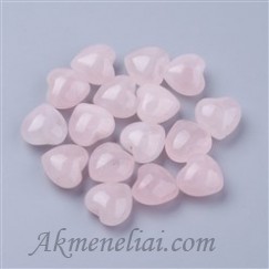 Rožinio kvarco širdelė, kišeninis akmenukas, be skylutės,~15x10mm