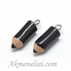 Pieštukas juodas su kilpele, polimerinis molis, 23x7,5mm,1vnt.