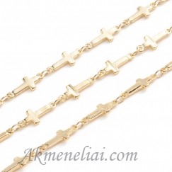 Grandinėlė dengta 18K auksu, grandelė 13.5x5x1.5mm, 1metras