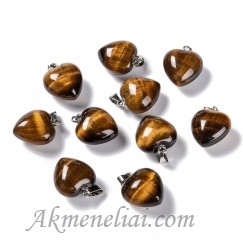 Pakabukas širdelė Tigro akis, ~18x15x10mm. 