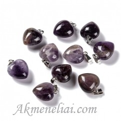 Pakabukas širdelė Ametistas, ~18x15x10mm. 