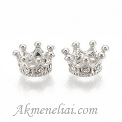 Kepurėlė Karūna platinos spalvos su akutėm, 11,5x6mm. 
