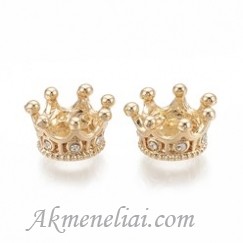 Kepurėlė Karūna aukso spalvos su crystal akutėm, 11,5x6mm. 