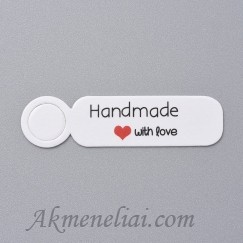 Etiketės baltos, Handmade you with love, 13x49.5x0.5mm, pakuotė 100vnt.