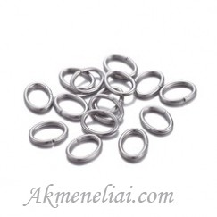Žiedeliai nerūdijančio plieno, 8x6mm, pakuotė 10vnt.