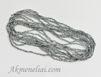 Kristalai Rondelės formos, sidabro spalvos, 3x2mm, ~165-169vnt/juosta