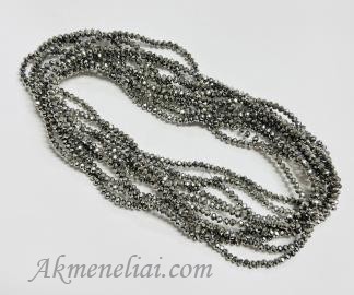 Kristalai Rondelės formos, sidabro spalvos, 3.5x3mm, ~123-127vnt/juosta