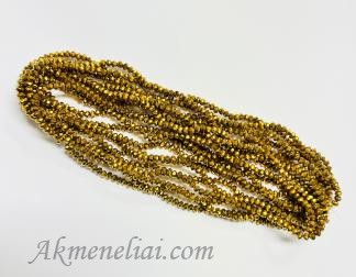 Kristalai Rondelės formos, aukso spalvos, 3.5x3mm, ~123-127vnt/juosta