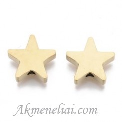 Nerūdijančio plieno 14K paauksuotas karoliukas, 11x12x3mm