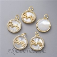 Pakabukas paauksuotas 16K auksu, su cirkoniais, 18x15.5x3mm 