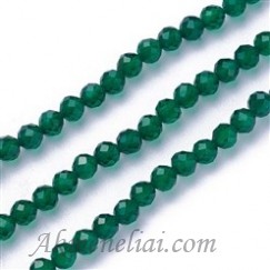 Stiklas facetuotas, žalias, 3mm, juosta ~115-130vnt.