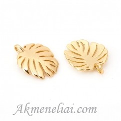 Pakabukas monsteros lapas, paauksuotas 18K, 19x15x2mm