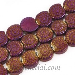 Hematitas, kriauklė, violetinės spalvos,  10x9x4mm, 1vnt.