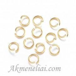 Žiedeliai nerūdijančio plieno paauksuoti 18K auksu, 6x0.8mm, pakuotė 200vnt.