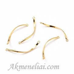 Konektorius, intarpas, nerūdijančio plieno, Auksuota 18K, 42x2x1mm, pakuotė 4vnt.