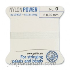 Griffin NylonPower, balti, Dydis nr.0 (0,30mm), su 1 adata, 2 metrai